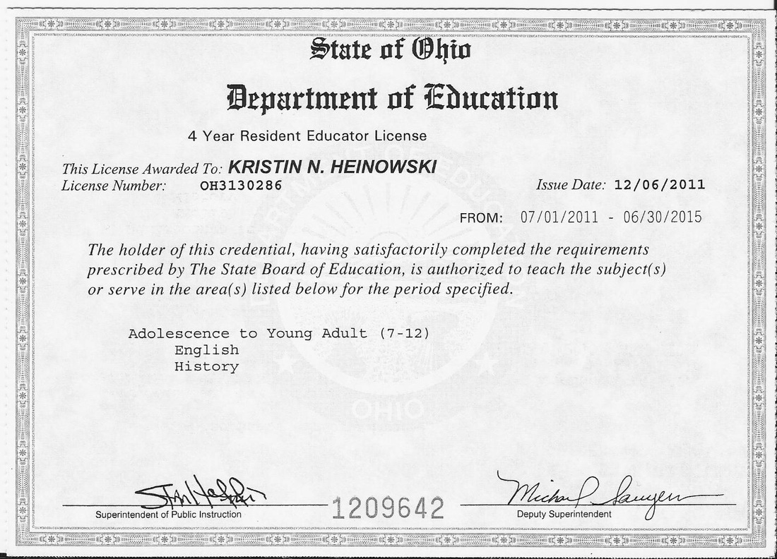 Ohio Teaching Certificate Kristin Hock #39 s Teaching Portfolio
